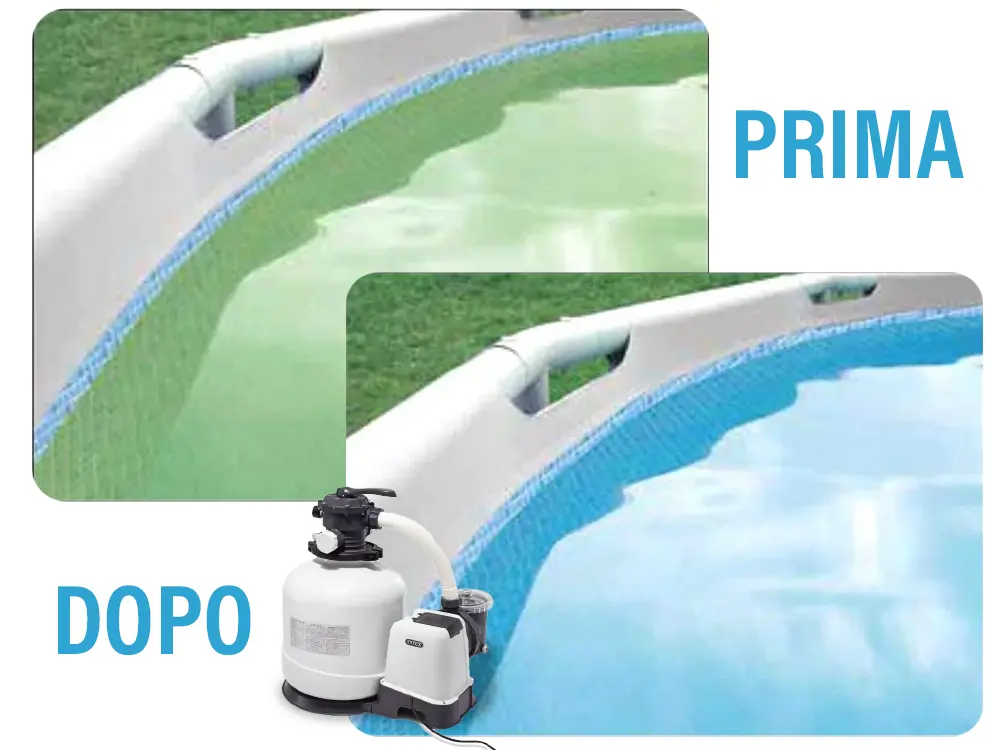 Acqua Limpida grazie alla Pompa Filtro a Sabbia con generatore di cloro Krystal Clear di Intex